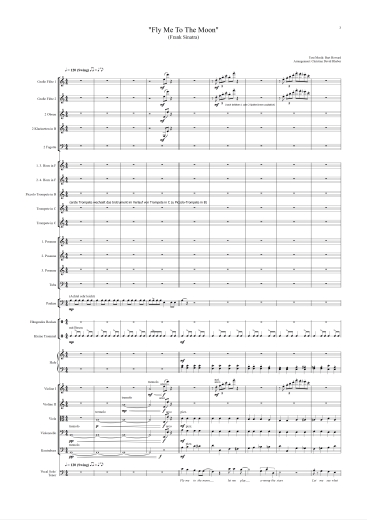 Orchester-Arrangement Fly me to the Moon (Frank Sinatra), Noten für Orchester, Orchester-Partitur, für Orchester arrangiert, Orchester Partitur