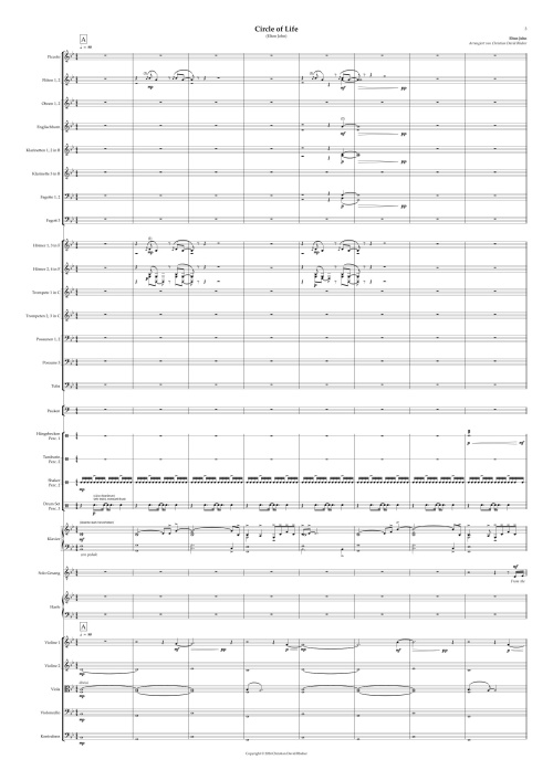 Orchester-Arrangement Circle Of Life (Elton John / The Lion King)