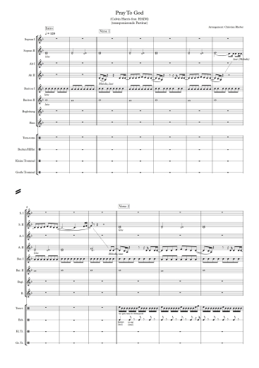 Schalmeien-Arrangement Pray to God (Calvin Harris feat. HAIM), Noten für Schalmeien, Schalmeien-Partitur, Arrangiert für Schalmeien, Orchester Partitur