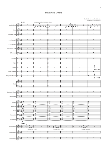 Orchester-Arrangement Senza Una Donna, The Italian Tenors, Noten für Orchester, Orchester-Partitur, für Orchester arrangiert, Orchester Partitur