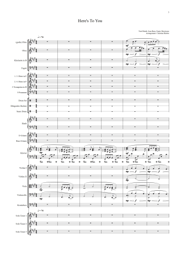 Orchester-Arrangement Here's To You, The Italian Tenors, Noten für Orchester, Orchester-Partitur, für Orchester arrangiert, Orchester Partitur