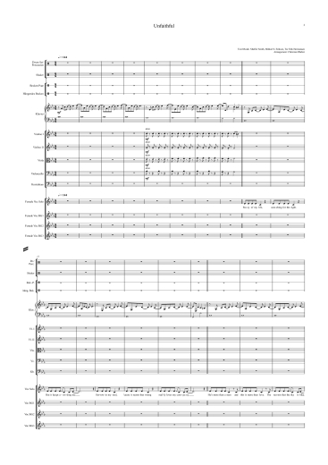 Orchester-Arrangement Unfaithful (Rihanna), Noten für Orchester, Orchester-Partitur, für Orchester arrangiert, Orchester Partitur